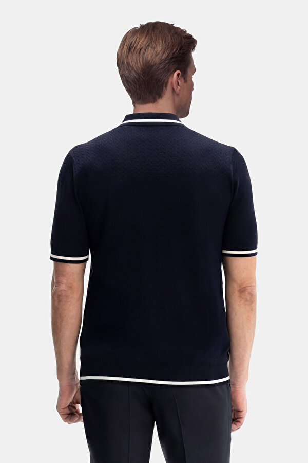 NAVY BLUE POLO NECK SHORT SLEEVE TSHIRT 2