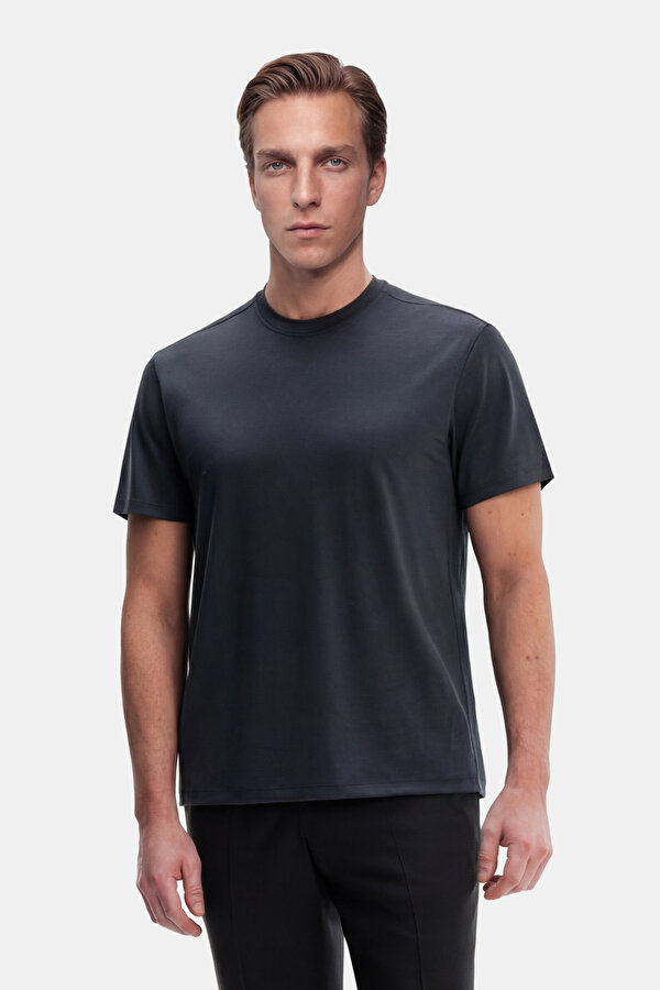 BİSİKLET YAKALI KISA KOL YÜN T-SHIRT