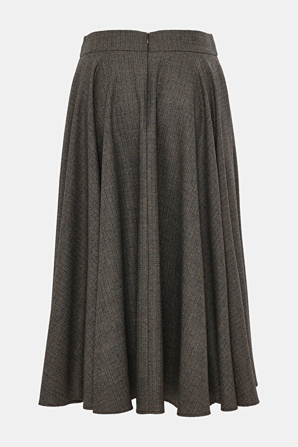 TAN DESIGN FILLED WOOL MIDI SKIRT 2