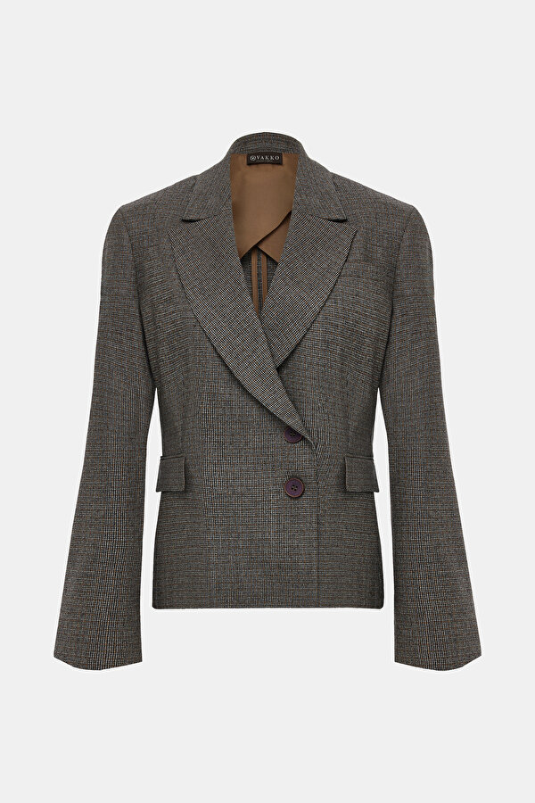 TAN SURPLICE NECKLINE (CROSS-OVER NECKLINE) JACKET