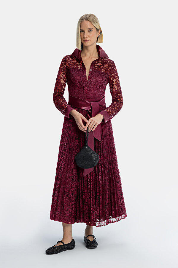 MAROON LONG SLEEVE DRESS