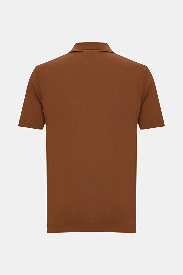TAN BUTTONED COLLAR SHORT SLEEVE TSHIRT 6