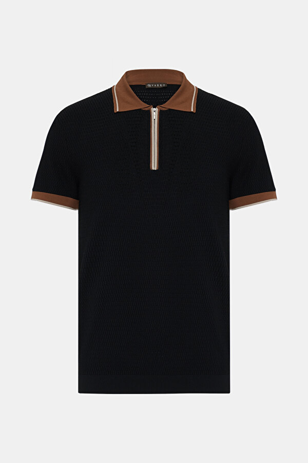 BLACK POLO NECK SHORT SLEEVE TSHIRT 6