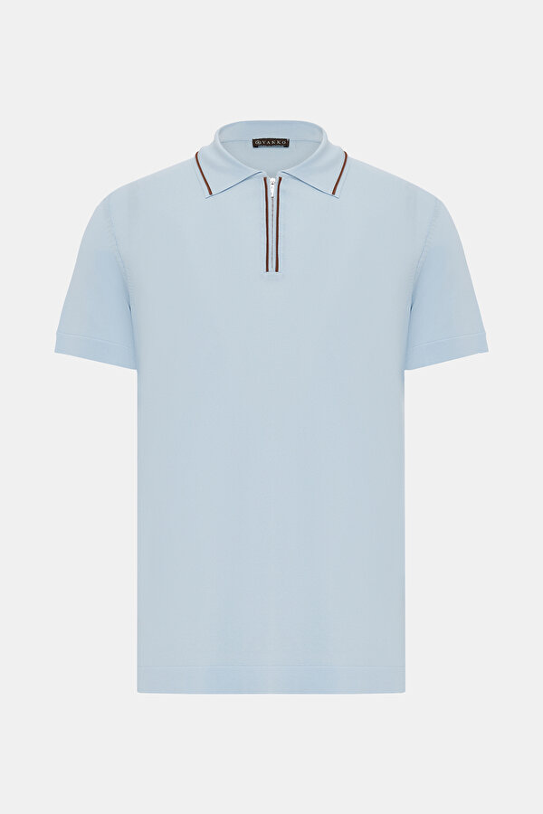 LIGHT BLUE POLO NECK SHORT SLEEVE TSHIRT 6