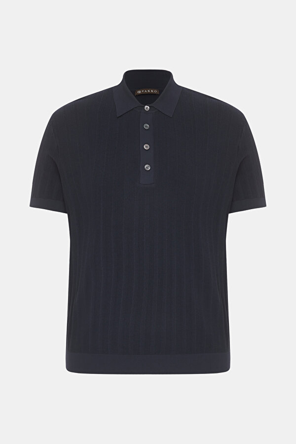 NAVY BLUE POLO NECK SHORT SLEEVE TSHIRT