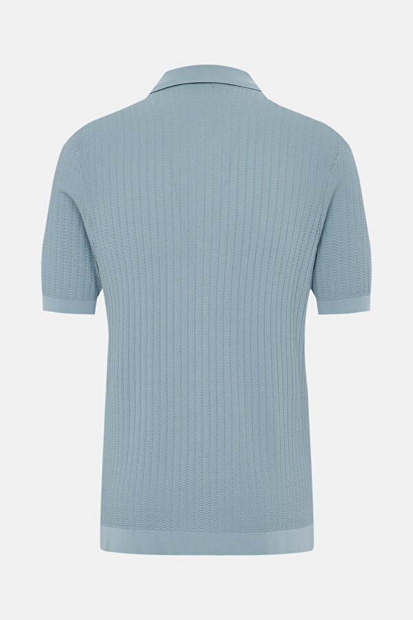 INDIGO POLO NECK SHORT SLEEVE TSHIRT 2