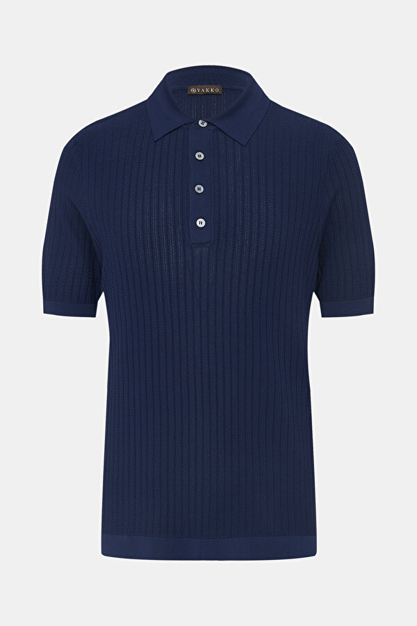 DARK NAVY BLUE POLO NECK SHORT SLEEVE TSHIRT