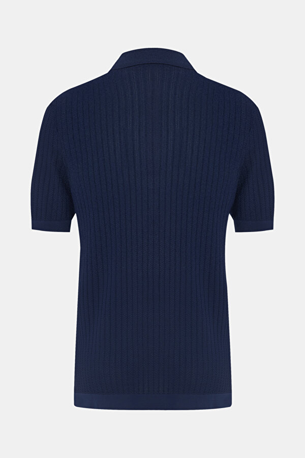 DARK NAVY BLUE POLO NECK SHORT SLEEVE TSHIRT 2