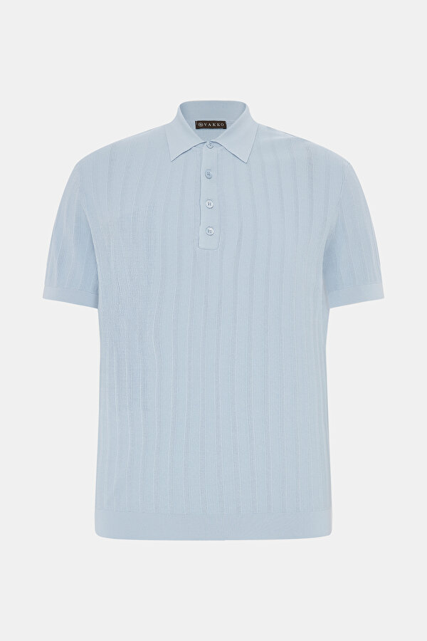 INDIGO POLO NECK SHORT SLEEVE TSHIRT 6