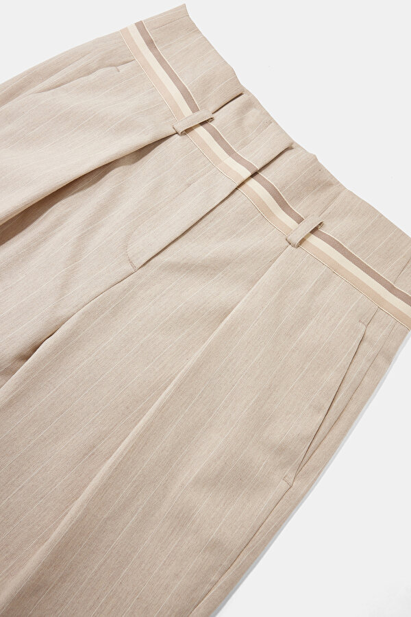 ECRU STRIPED SKINNY LEG TROUSERS 6