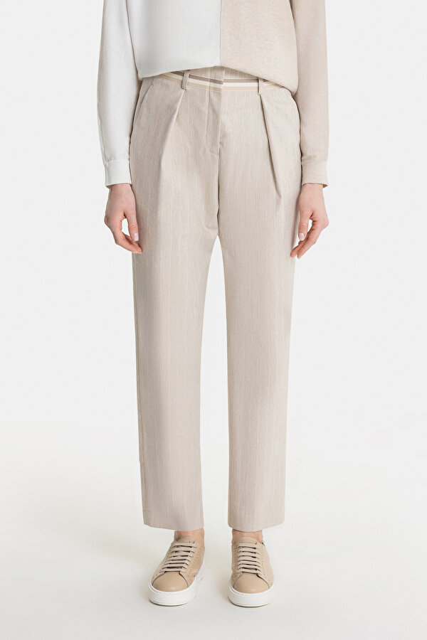 ECRU STRIPED SKINNY LEG TROUSERS 2