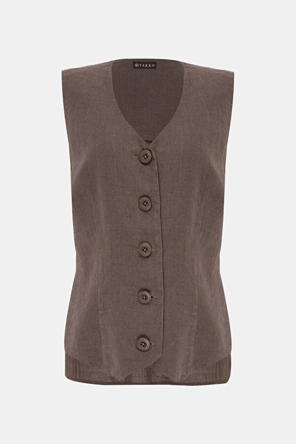 BROWN V NECK VEST 7