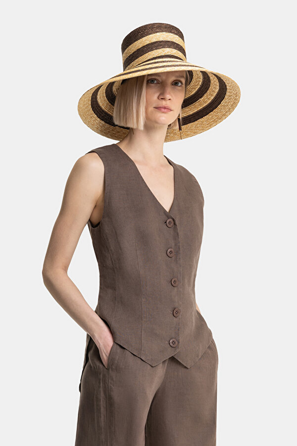 BROWN V NECK VEST