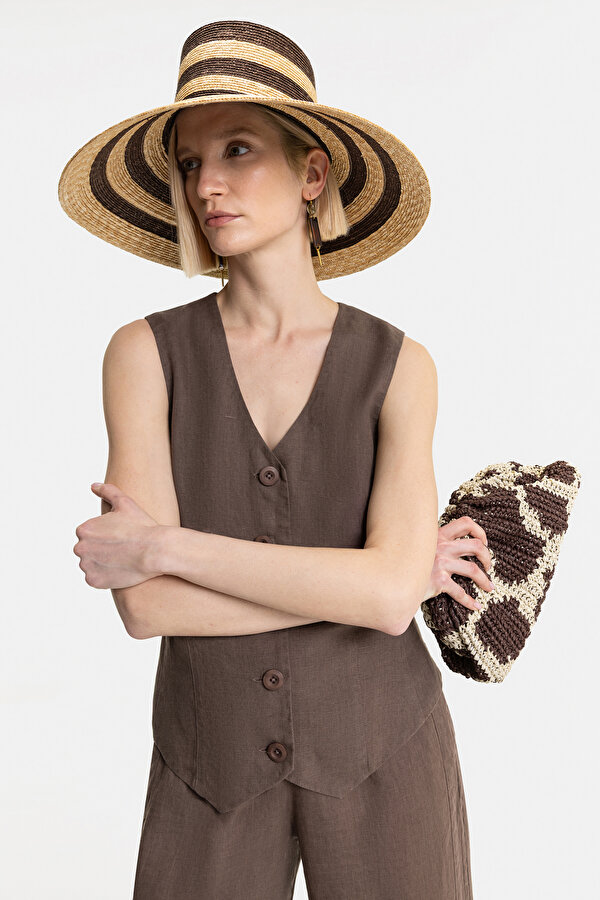 BROWN V NECK VEST 6