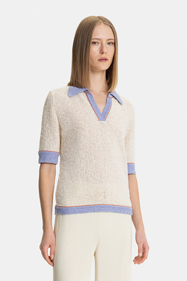 ORANGE POLO NECK TRICOT