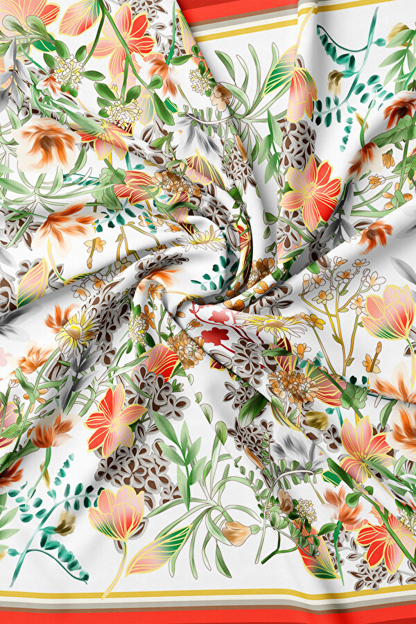 RED FLORAL PATTERN TWILL BANDANA 2