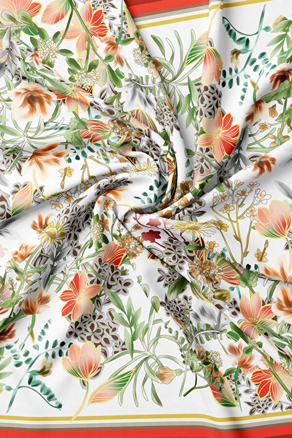 RED FLORAL PATTERN TWILL BANDANA 2