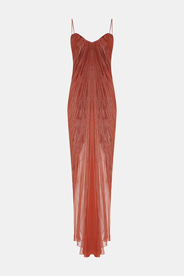 BRICK SLEEVELESS SUSPENDER DRESS