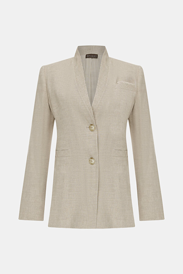 BEIGE UPRIGHT COLLAR JACKET 7