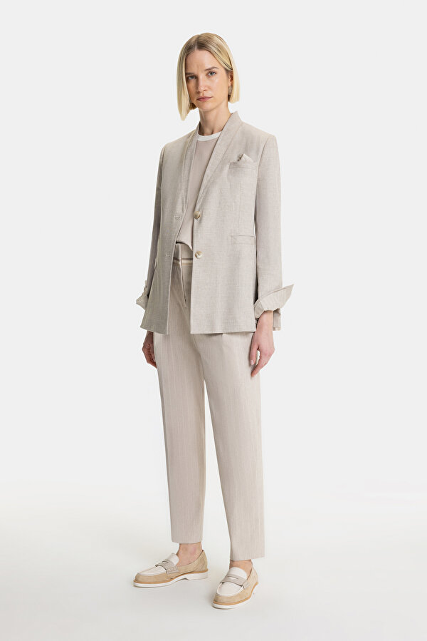 BEIGE UPRIGHT COLLAR JACKET 6