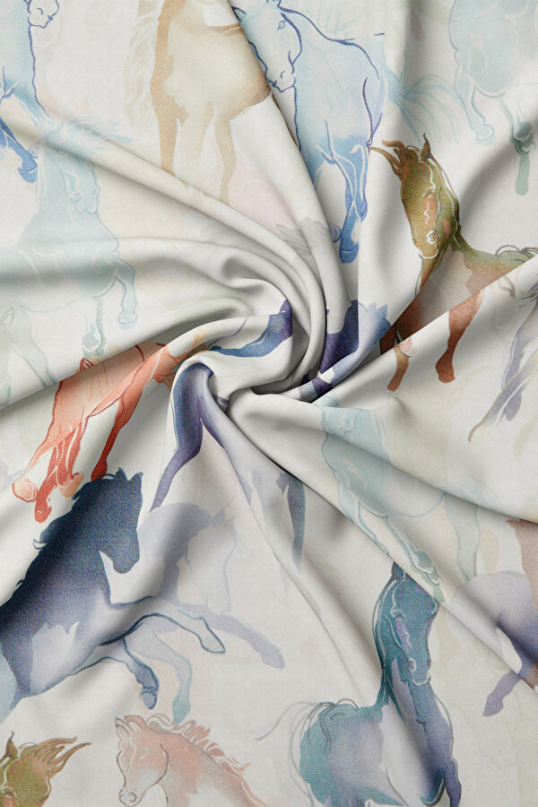 WATER GREEN ANIMAL FIGURED ETAMIN VOILE SHAWL 2