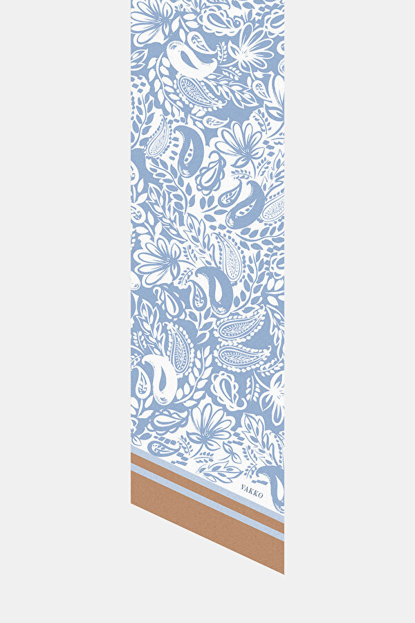 CINNAMON PAISLEY PATTERNED TWILL FOULARD