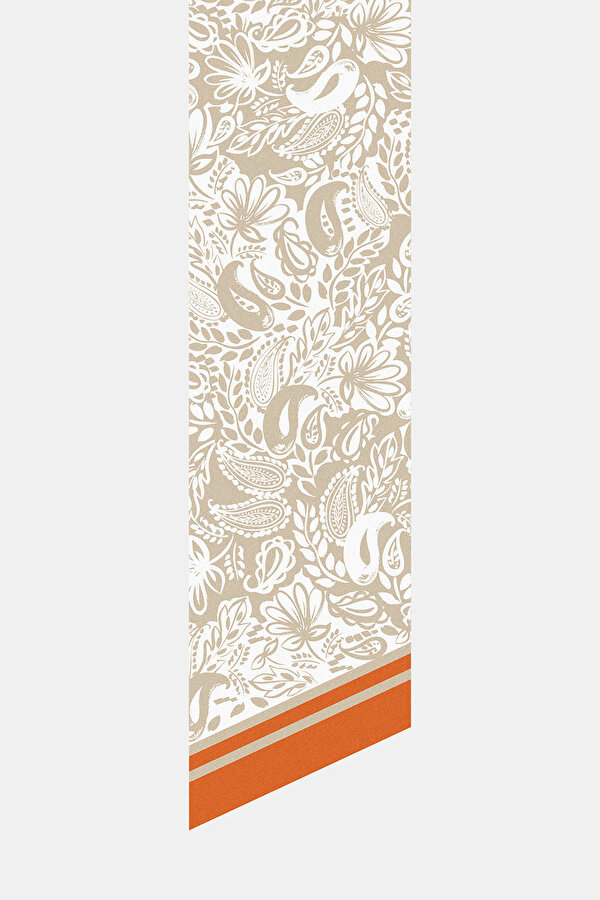 DARK SAND PAISLEY PATTERNED TWILL FOULARD 2