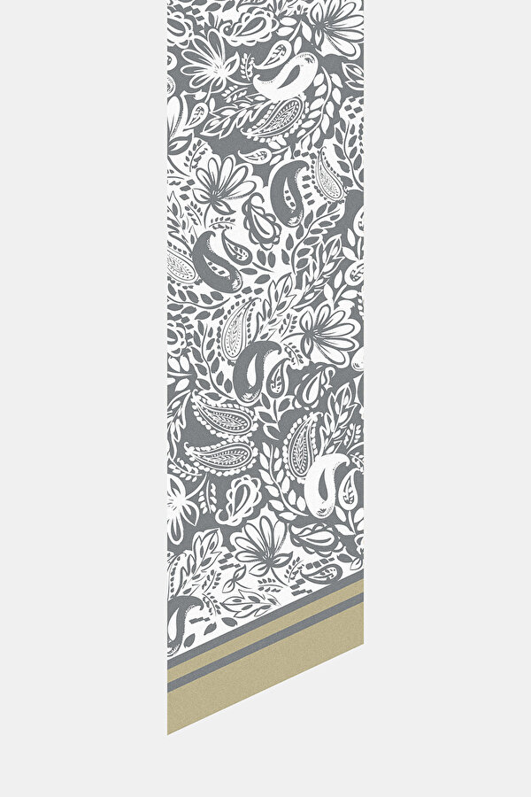 GREY PAISLEY PATTERNED TWILL FOULARD 2