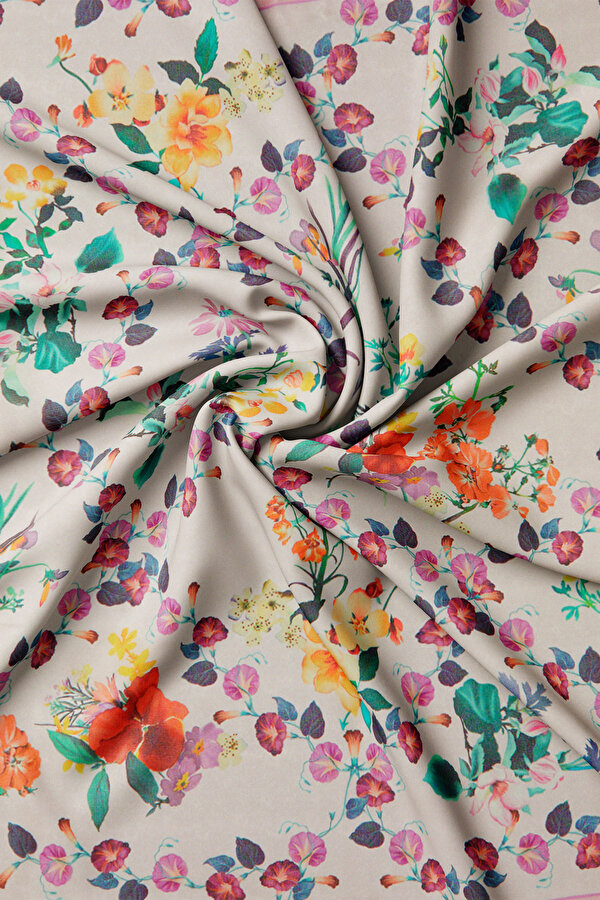 ORANGE FLORAL PATTERN ETAMIN VOILE SCARF 2