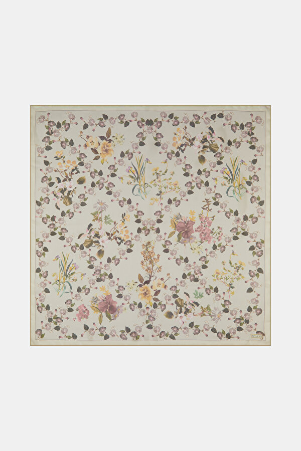 DRIED ROSE FLORAL PATTERN ETAMIN VOILE SCARF