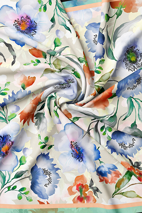 BLUE FLORAL PATTERN TWILL GAVROŞ 2