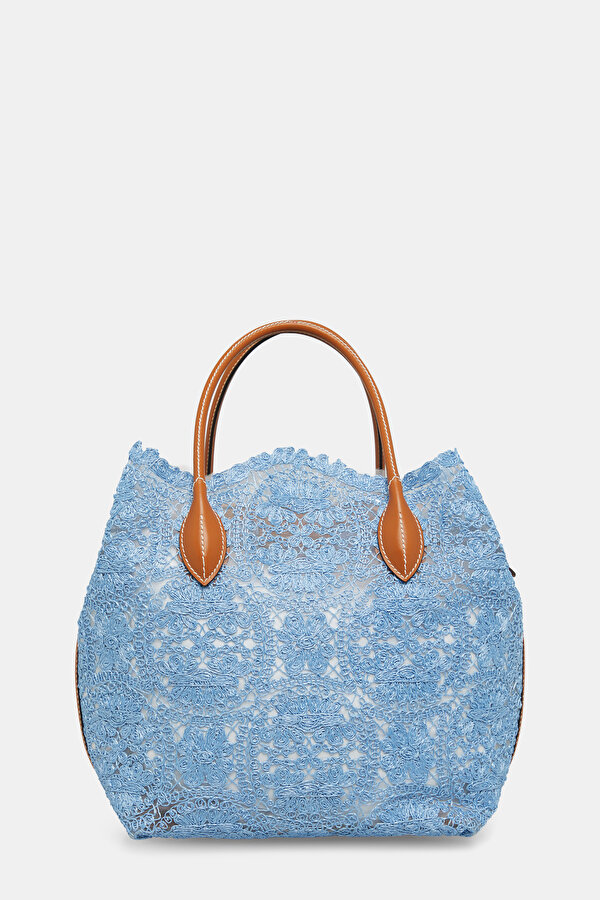 TAN EMBROIDERED TULLE BAG