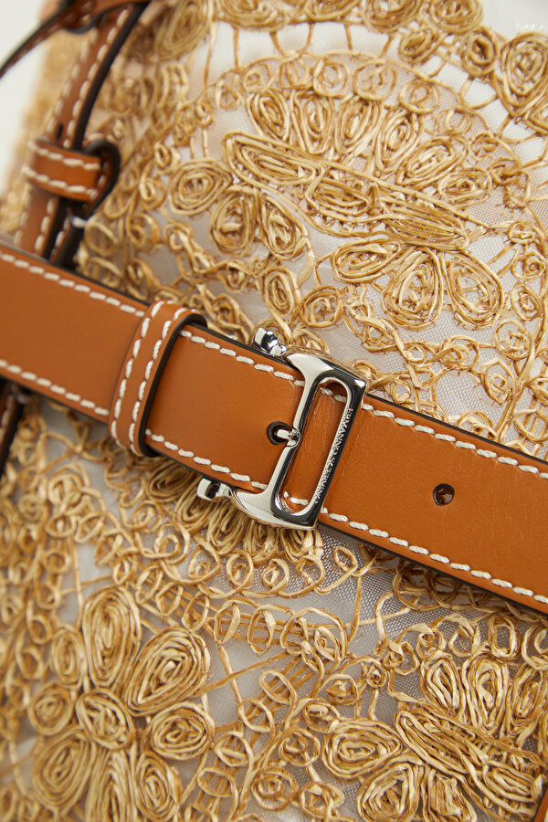 TAN EMBROIDERED TULLE BAG 6