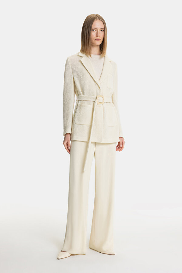 CREAM WIDE LEG TROUSERS