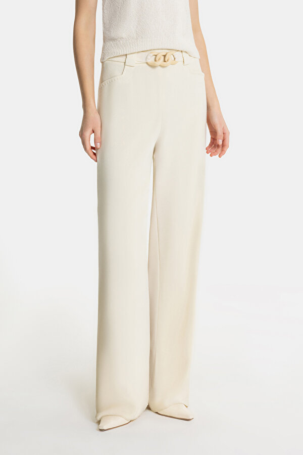 CREAM WIDE LEG TROUSERS 2