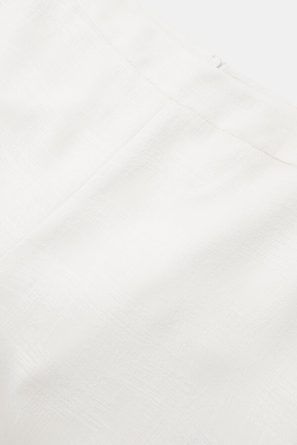 ECRU TEXTURED STRAIGHT CUT TROUSERS 7