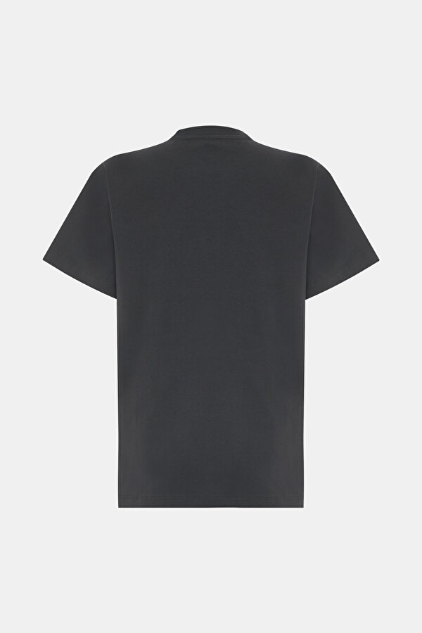 ANTRASİT BİSİKLET YAKA BASKILI T-SHIRT 2