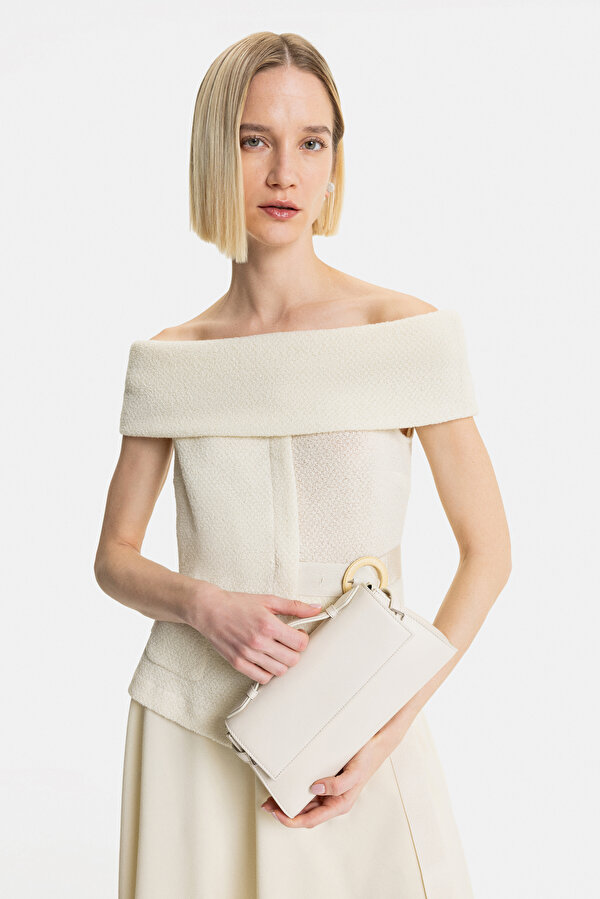 CREAM STRAPLESS SHORT SLEEVE BLOUSE 6