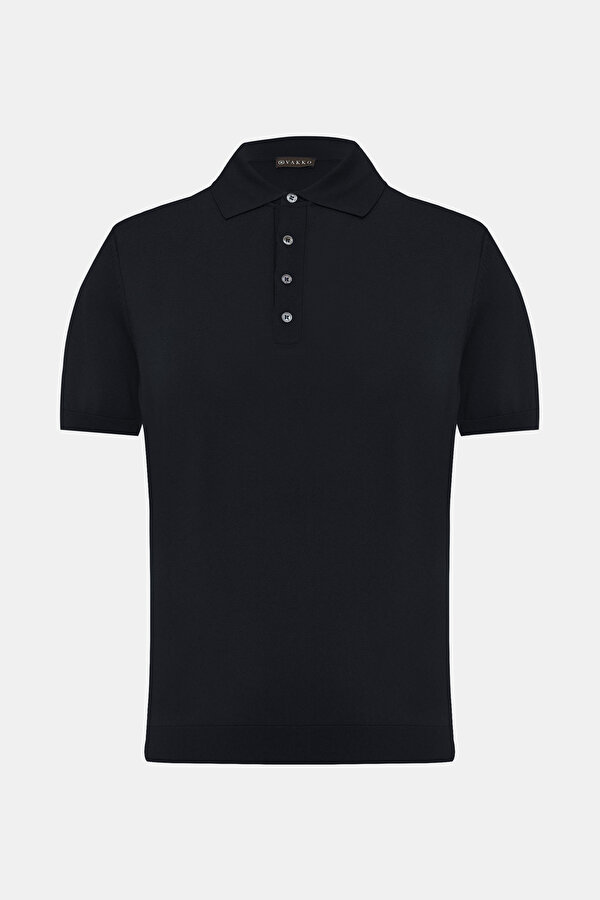 BLACK POLO NECK SHORT SLEEVE TSHIRT