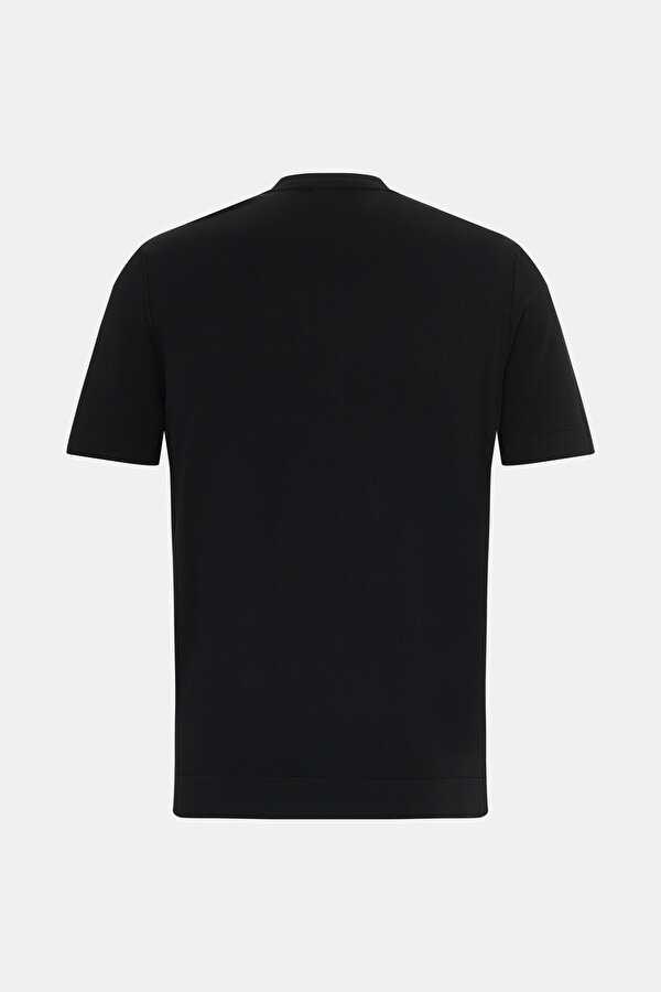 BLACK MANDARIN COLLAR SHORT SLEEVE TSHIRT 7