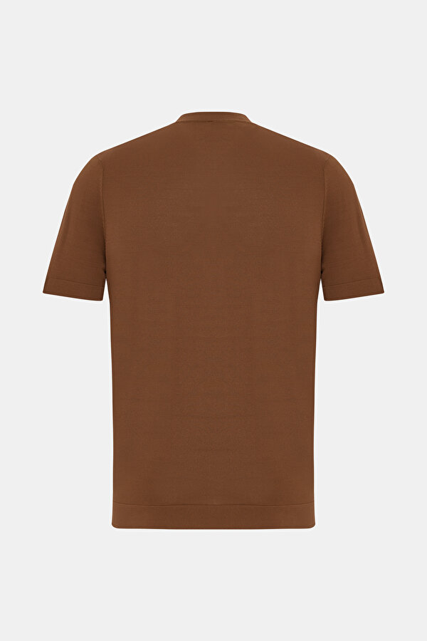 TAN MANDARIN COLLAR SHORT SLEEVE TSHIRT 7