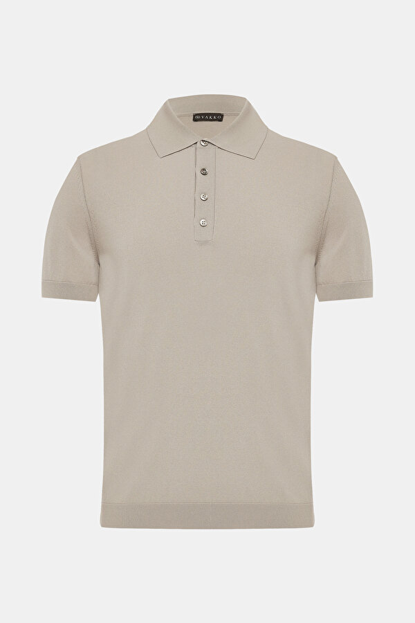 BEIGE POLO NECK SHORT SLEEVE TSHIRT 7