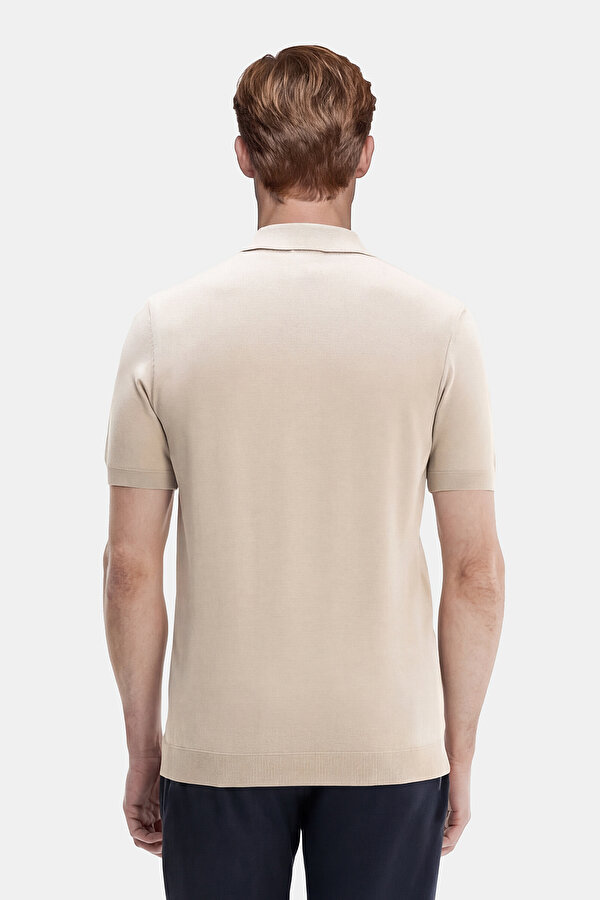 BEIGE POLO NECK SHORT SLEEVE TSHIRT 2