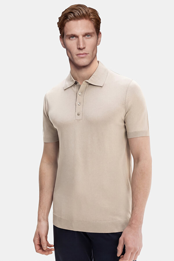BEIGE POLO NECK SHORT SLEEVE TSHIRT 6