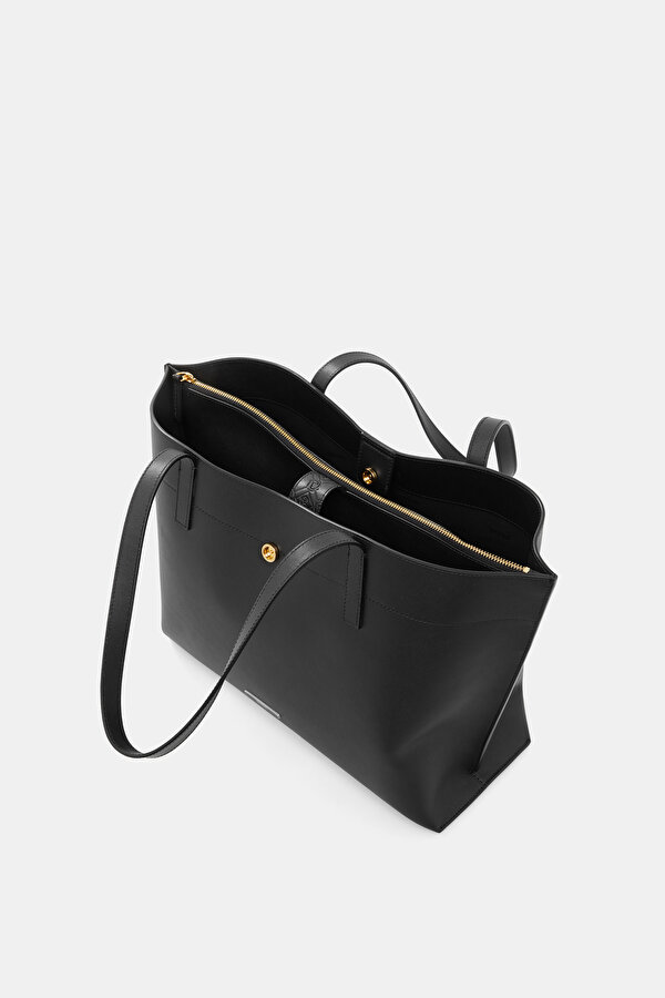 BLACK MONOGRAM LEATHER BAG 6