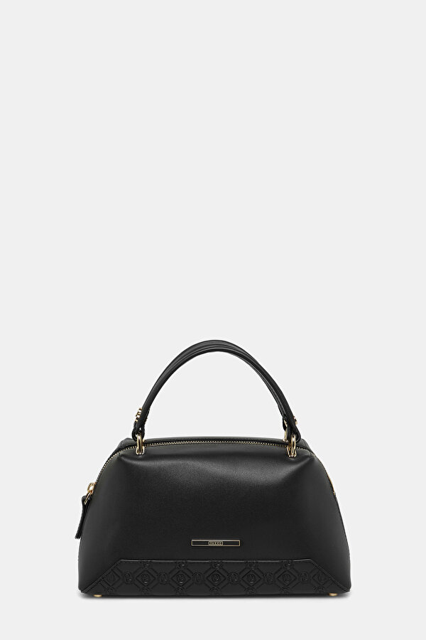 BLACK MONOGRAM LEATHER BAG