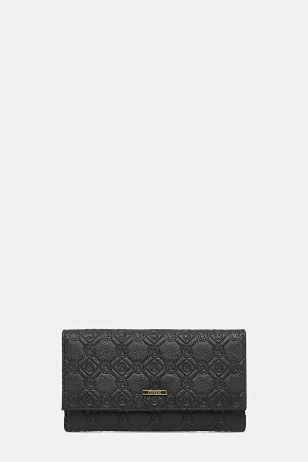 BLACK MONOGRAM LEATHER WALLET