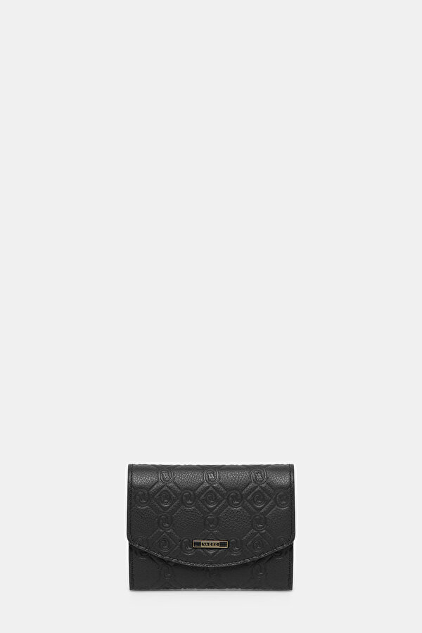 BLACK MONOGRAM LEATHER WALLET