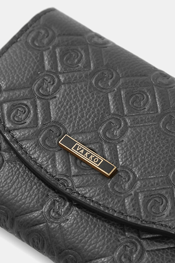BLACK MONOGRAM LEATHER WALLET 6