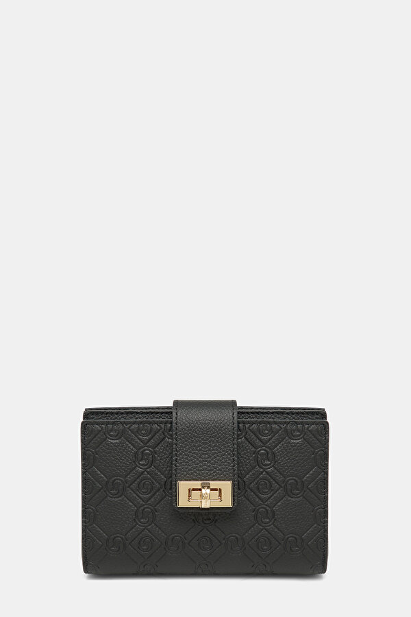 BLACK MONOGRAM LEATHER WALLET